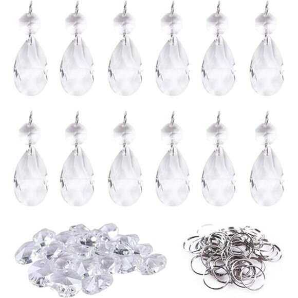 12Pcs38mm Clear Crystal Teardrop Chandelier Prisms Parts Hanging Galss - Picture 8 of 8